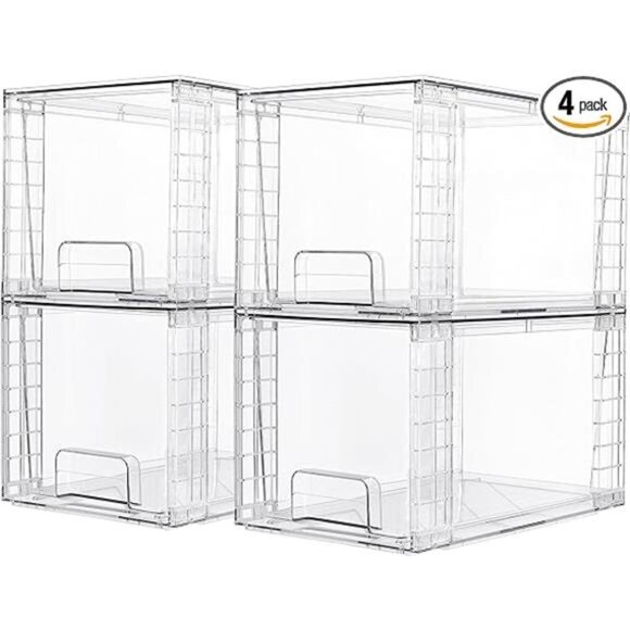 Vtopmart 4 Pack Large Stackable Storage Drawers,Easily Assemble Acrylic - Picture 7 of 14